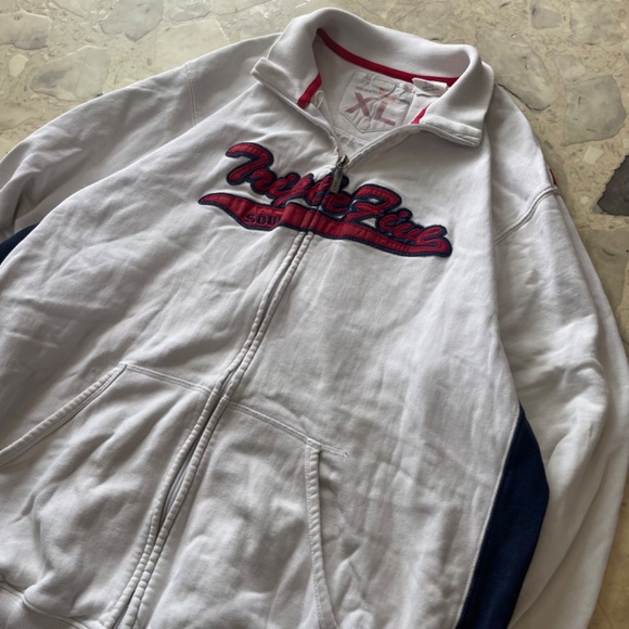 Y2K Vintage 555 Soul White Red Varsity Zip-Up Jacket - Picture 2 of 8